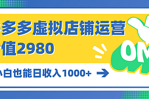 拼多多虚拟店铺运营:小白也能日收入1000+