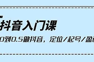 抖音入门课,从0到0.5做抖音,定位/起号/盈利(9节课)