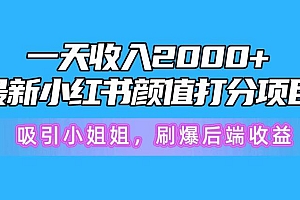 一天收入2000+,最新小红书颜值打分项目,吸引小姐姐,刷爆后端收益