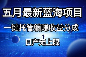 五月刚出最新蓝海项目一键托管 躺赚收益分成 日产无上限