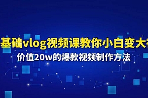0基础vlog视频课教你小白变大神:价值20w的爆款视频制作方法