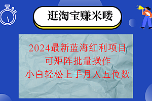 2024淘宝蓝海红利项目,无脑搬运操作简单,小白轻松月入五位数,可矩阵…
