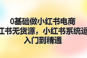 0基础做小红书电商,小红书无货源系统运营,入门到精通 (70节)
