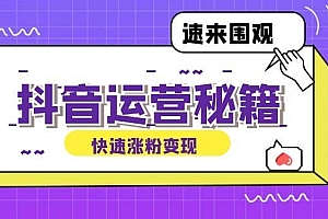 抖音运营涨粉秘籍:从零到一打造盈利抖音号,揭秘账号定位与制作秘籍