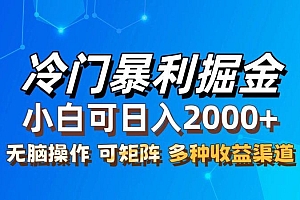 最新冷门蓝海项目,无脑搬运,小白可轻松上手,多种变现方式,一天十几…