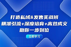 打造私域&发售实操班:精准引流+深度培育+高效成交,助你一步到位