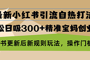 最新小红书引流自热打法,轻松日吸300+精准宝妈创业粉,小红书更新后新…