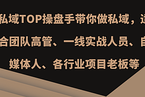 私域TOP操盘手带你做私域,适合团队高管、一线实战人员、自媒体人、各行业项目老板等