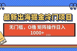 最新出海掘金冷门项目,单号日入1000+
