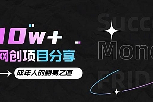 月入十万+的网创项目分享,成年人的最快翻身之道
