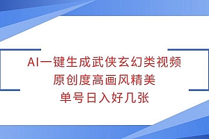 AI一键生成武侠玄幻类视频,原创度高画风精美,单号日入好几张