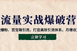 流量实战爆破营:企微爆粉、百宝箱引流,打造高效引流体系,月增收万元