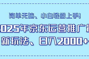 25年京东运营推广最新玩法,日入2000+,小白轻松上手!