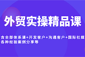 外贸实操精品课,含全部体系课+开发客户+沟通客户+国际社媒+各种经验案例分享等