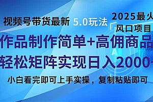 视频号带货最新5.0玩法,作品制作简单,当天起号,复制粘贴,轻松矩阵…