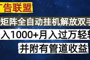 海外广告联盟每天几分钟日入1000+无脑操作,可矩阵并附有管道收益