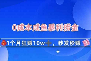 0成本闲鱼暴利捞金,1个月狂赚10W+,秒发秒赚新玩法