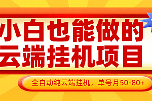 小白也能做的云端挂机项目无需操作,云端挂机,支持批量,单号月50-100,完全解放双手