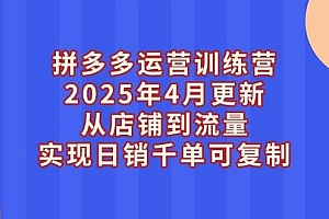 拼多多运营训练营2025年4月更新,从店铺到流量,实现日销千单可复制