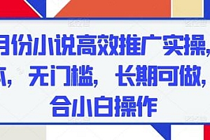 五月份小说高效推广实操,0成本,无门槛,长期可做,适合小白操作
