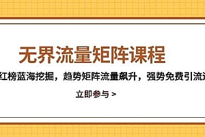 无界流量矩阵课程,3大红榜蓝海挖掘,趋势矩阵流量飙升,强势免费引流逻辑