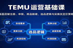 TEMU运营基础课:涵盖店铺注册、申报、商品新建,选品逻辑与实操及定价策略等