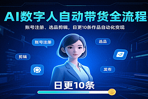 AI数字人自动带货全流程:账号注册、选品剪辑,日更10条作品自动化变现