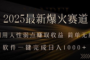 2025最新爆火赛道,利用人生弱点赚取收益,全程一键批量制作,小白轻松…