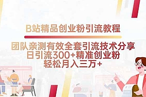 B站精品创业粉引流教程,团队亲测有效全套引流技术分享,日引流300+精…