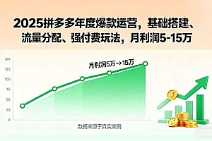 2025拼多多年度爆款运营,基础搭建、流量分配、强付费玩法,月利润5-15万