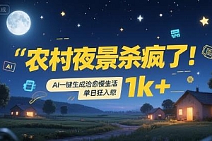 农村夜景杀疯了!AI一键生成治愈系慢生活,单日狂入1k+