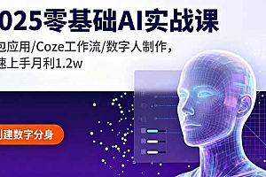 2025零基础AI实战课,豆包应用/Coze工作流/数字人制作,快速上手月利1.2w