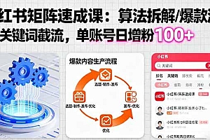 小红书矩阵起号速成课:算法拆解/爆款流水线/关键词截流 单账号日增粉100+
