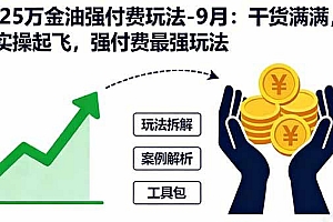 2025万金油强付费玩法-9月:干货满满,全程实操起飞,强付费最强玩法