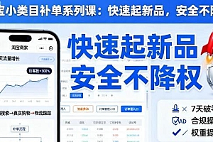 淘宝小类目补单系列课,快速起新品,安全不降权