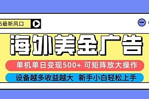 2025吃肉海外美金广告,单机单日变现500+,矩阵可无限放大,新手小白轻松上手