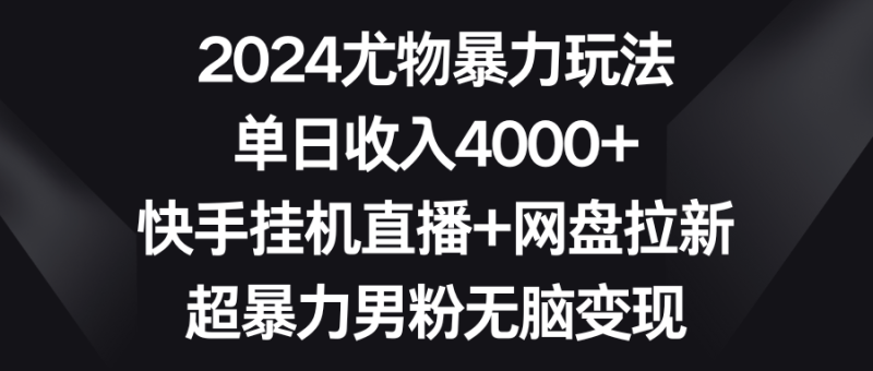 2024尤物暴力玩法 单日收入4000+快手挂机直播+网盘拉新 超暴力男粉无脑变现-1 2024尤物暴力玩法 单日收入4000+快手挂机直播+网盘拉新 超暴力男粉无脑变现-1