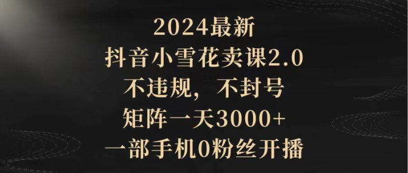 2024最新抖音小雪花卖课2.0 不违规 不封号 矩阵一天3000+一部手机0粉丝开播-2