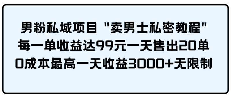 男粉私域项目