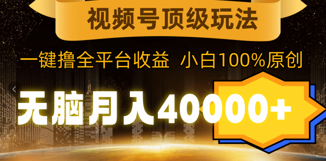 视频号顶级玩法,无脑月入40000+,一键撸全平台收益,纯小白也能100%原创-1 视频号顶级玩法,无脑月入40000+,一键撸全平台收益,纯小白也能100%原创-1