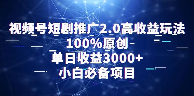 视频号短剧推广2.0高收益玩法，100%原创，单日收益3000+，小白必备项目-2