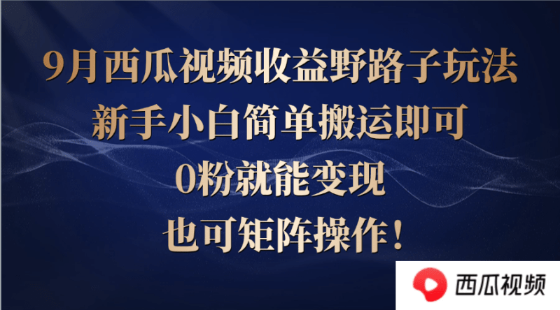 西瓜视频收益野路子玩法，新手小白简单搬运即可，0粉就能变现，也可矩…