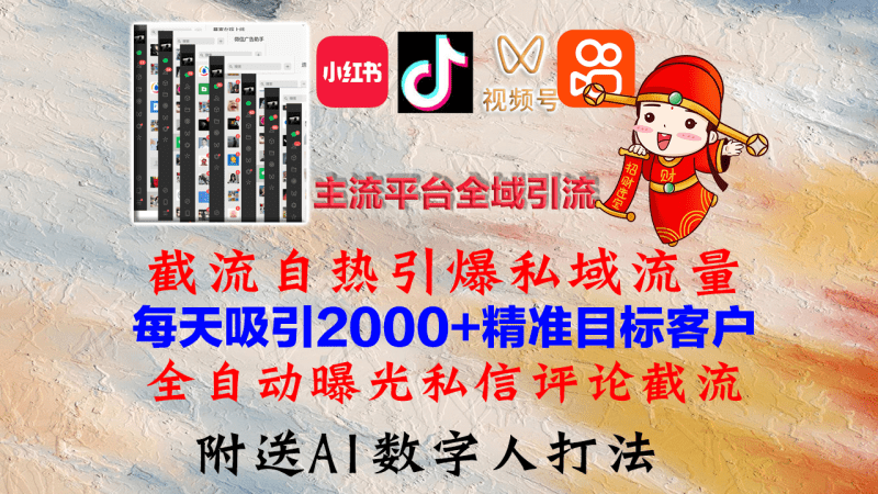 小红书，抖音，视频号，快手主流平台全域引流，截流自热引爆私域流量，…-1