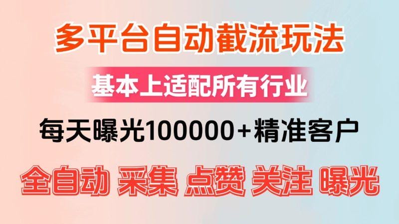 小红书抖音视频号最新截流获客系统，全自动引流精准客户【日曝光10000+…