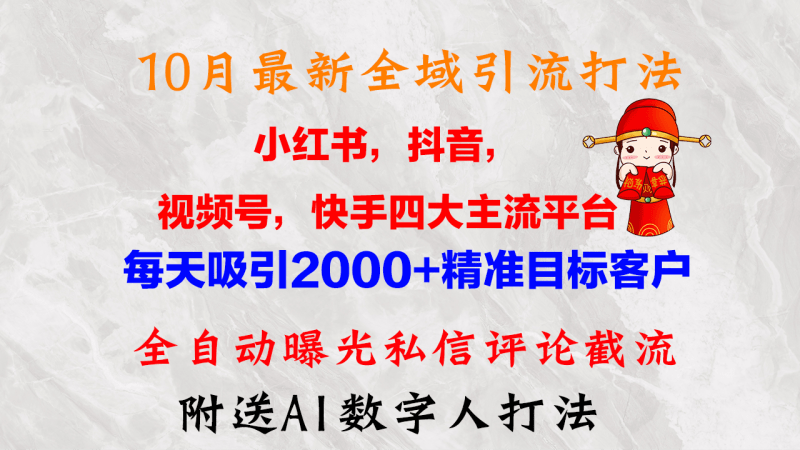 10月最新小红书，抖音，视频号，快手四大平台全域引流，，每天吸引2000…-1