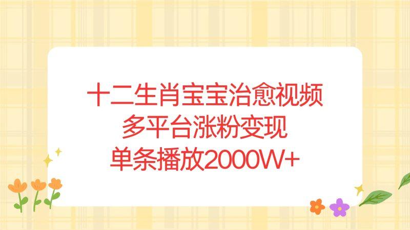 十二生肖宝宝治愈视频，多平台涨粉变现，单条播放2000W+
