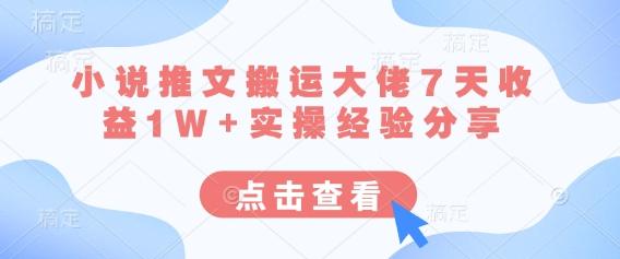 小说推文搬运大佬7天收益1W+实操经验分享-1 小说推文搬运大佬7天收益1W+实操经验分享-1