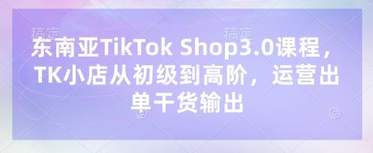 东南亚TikTok Shop3.0课程,TK小店从初级到高阶,运营出单干货输出-1 东南亚TikTok Shop3.0课程,TK小店从初级到高阶,运营出单干货输出-1