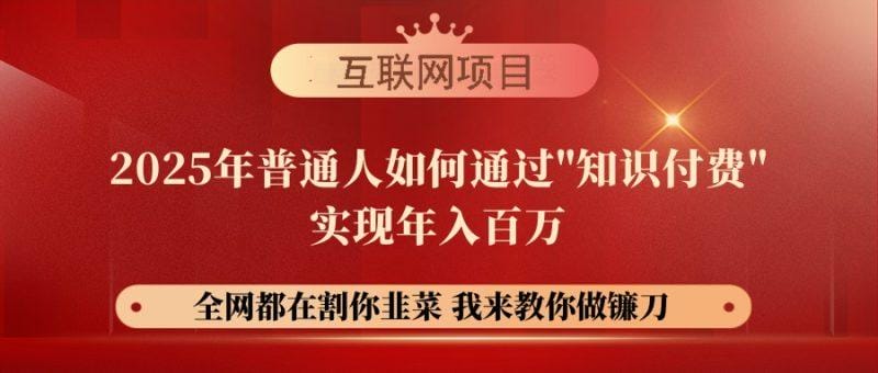 【网创项目终点站-镰刀训练营超级IP合伙人】25年普通人如何通过“知识…