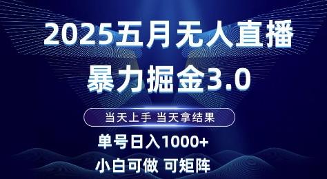 2025五月无人直播暴力掘金3.0,当天上手,当天拿结果,单号日入1k+小白可做可矩阵-1 2025五月无人直播暴力掘金3.0,当天上手,当天拿结果,单号日入1k+小白可做可矩阵-1